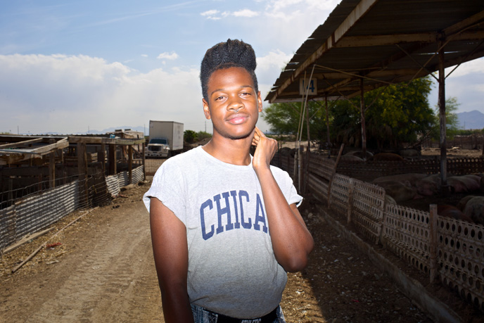 Shamir at RC Farms, the pig farm down the street from where he grew up in North Las Vegas on Thursday, April 23, 2015.