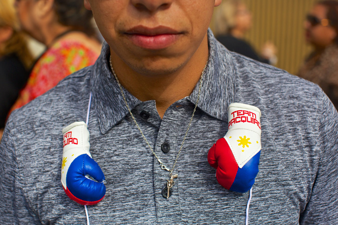 Pre-fight excitement on the Las Vegas Strip on Saturday, May 2, 2015.